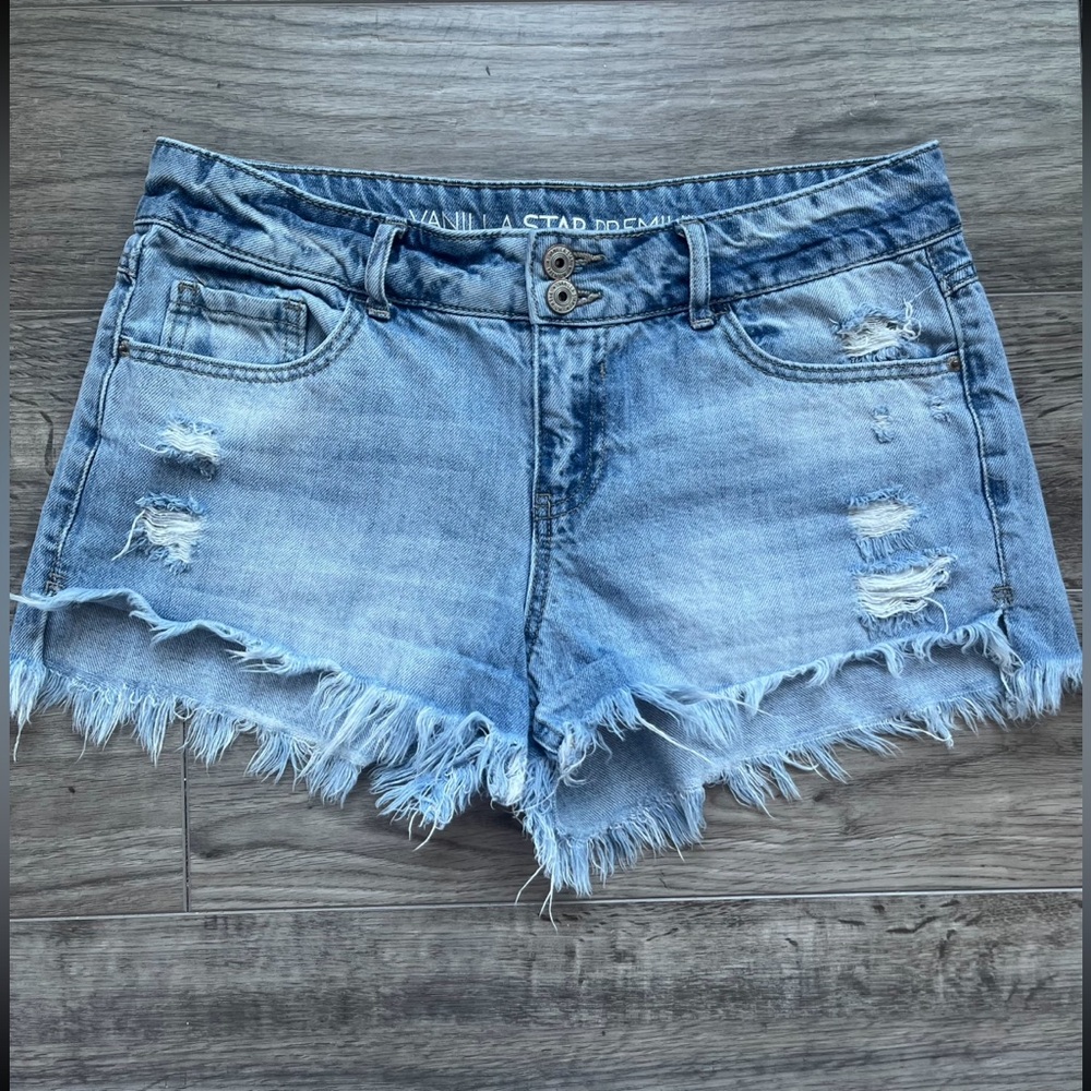 Women's Hi-Rise Light Blue Denim Cut Off Jean Short Size 9